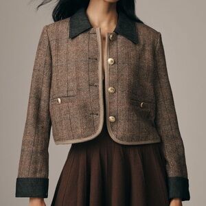 Anthropologie Maeve Wool Blend Shrunken Heritage Lady Jacket size large